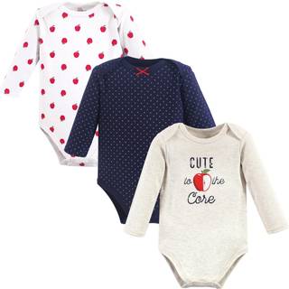 Hudson baby unisex baby bomuld langærmet bodysuits Apple 3-6 måneder
