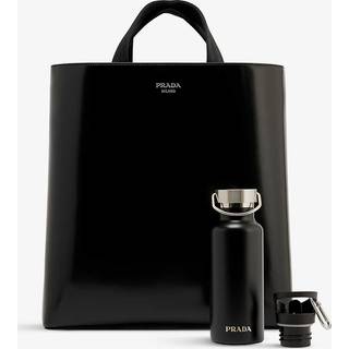 Prada Leather tote bag and water bottle set - black - One Size