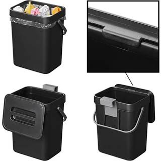 Affaldsspand med låg og nedfældet håndtag 5 liter - ProPlus - Sort inkl. beslag - Hurtig levering