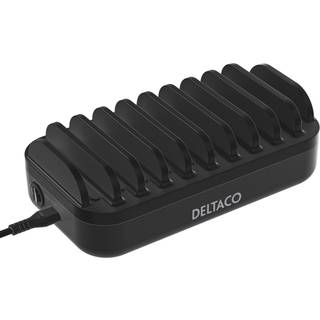 Deltaco 10 Portars USB-laddningsstation - Sort
