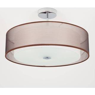 Lindby loftlampe Pikka, brun, tekstil, Ø 50 cm, E27