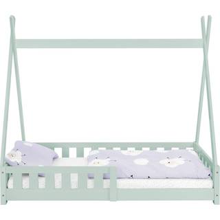 Seng med faldsikring og gitterramme 80x160 cm mint fyr ML-Design