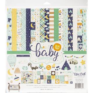 Echo Park Paper Company Hello Baby Boy Collection Kit Paper Navy Yellow Teal Orange Orange