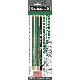 Generals Mini Drawing Kit - S?t p? 5 inkluderer 3 tegning blyanter layout blyant og viskel?der sort - 525bp