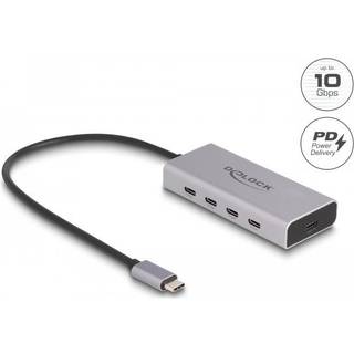 DeLOCK - hub - 10 Gbps PD 85 Watt with 30 cm connection cable - 5 ports USB hub - USB 3.0 - 5 ports - Grå