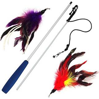 Pet Fit for Life Cat Wand Leget?j - Uimodst?elig katteflirtstang - Ultimate Feather Teaser for Indoor Cats - Safe & holdbart til interaktivt spil