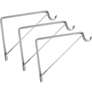 Design House 182725 Steel Shelf Rod Bracket til skabets opbevaringshylde med krogpakke med 3 hvide