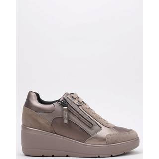 GEOX Dame Sneakers med Kilehæl Sidelynlås Taupe