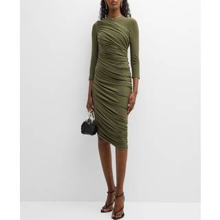 Norma Kamali Diana asymmetric ruched minidress - green - L