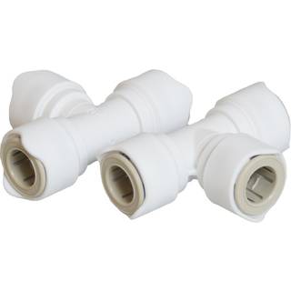 T-kobling Whale Equal Tee, plast, Whale Quick Connect 15 mm (WS15) (indvendig), hvid, 2-pack