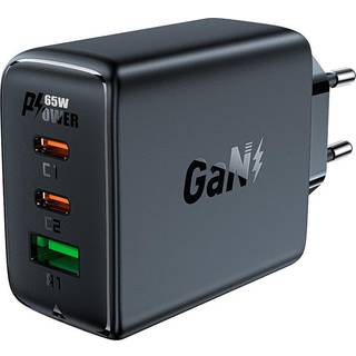 Acefast A41 network charger 2x USB-C + USB GaN 65W (black)