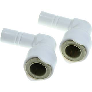 Vinkelkobling Whale Stem Elbow, plast, Whale Quick Connect 15 mm (WS15) (indvendig) til 15 mm (WS15) (udvendig), hvid, 2-pack