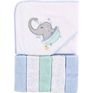 Luvable venner unisex baby hætte håndklæde med fem vaskeklud elefant bad én størrelse