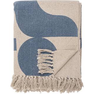 Bloomingville Agno bomuldsplaid 130x160 cm Beige/Blå
