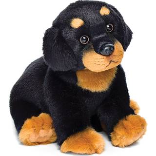 Nat og Jules sidder sm? Rottweiler hundeb?rns overd?dige udstoppede dyreleget?j