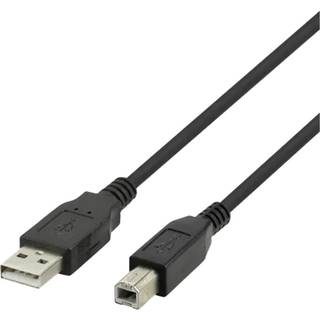 Deltaco USB 2.0-kabel, Type A - Type B, 1m - Sort