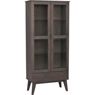 Rowico Filippa vitrineskab i egetræ finér og glas H185 x B82 cm - Mørkebrun
