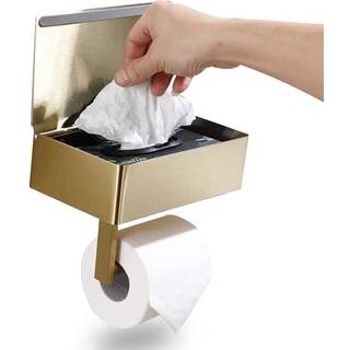 Dags m?ne designer b?rstet guld toiletpapirholder med hylde - T?r indehaver til badev?relset skylble wipes dispenser - toiletpapir og t?rkeholder