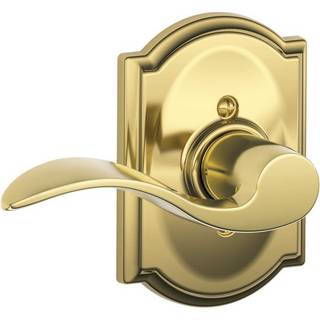Schlage Accent Lever med Camelot trim ikke -drejningslås i lys messing - venstrehåndet