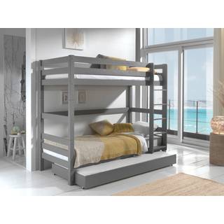 Køjeseng med udtræksseng – Pino Sæt, grå (H 180 cm)