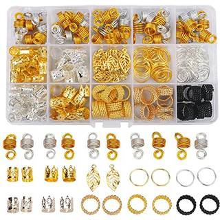 Nafaboig 200pcs perler til h?rfletninger H?rsmykker til kvinder fletninger Metalguldfletninger Ringer Manschetter KUFFER KLICKER TIL DREADLOCK Ti