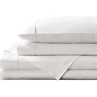 Brielle Home 400 trådtæller Solid 100% bomuldsafkøling Luksushotelkvalitet med dybe lommer Sateen Sheet Set Twin White