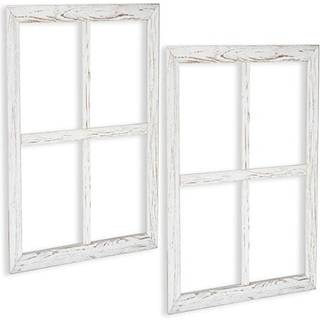 Ilyapa vindue ramme v?gdekor 2 pakke - stor 18x22 tommer rustik hvidt tr? vindue rude land bondeg?rd dekorationer