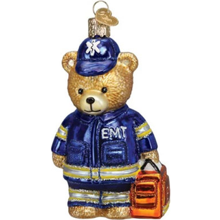 Old World Christmas EMT Teddy Bear Glass Bl?st Ornament til juletr?