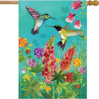 Briarwood Lane Hummingbird Hilsen Spring House Flag Floral Birds 28 """" X 40 """"