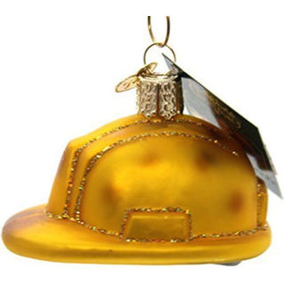 Old World Christmas Ornaments: Entreprenørværktøj Glasblæst ornamenter til juletræ konstruktion hjelm