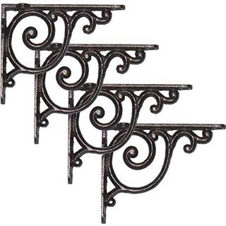 Nach dekorative hyldebeslag 4 pakke med 5,3 x 4,3 x 1,2 tommer Antik metal hyldebeslag - Hyldestøttebeslag til væg - Victorian hyldebeslag