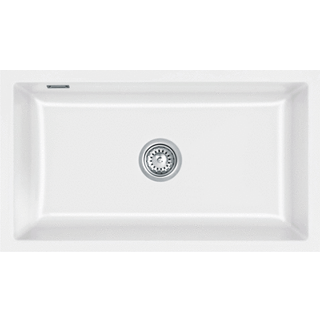 Lavabo Mera 80 U porcelæn køkkenvask 77,6, x 44,1 cm til underlimning i blank hvid