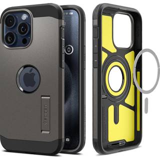 iPhone 15 Pro Spigen Tough Armor Cover m. Kickstand - MagSafe Kompatibel - Sort