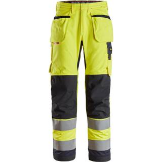 Snickers 6260 protecwork, high-vis arbejdsbukser med hylsterlommer, klasse 2 gul/navy 44