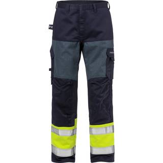 Fristads 125942 Flame Hi Vis bukser kl.1, 2587 / Arbejdsbukser Hi-Vis gul/Marine C58
