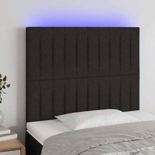 sengegavl med LED-lys 80x5x118/128 cm stof sort