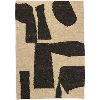 Ferm Living Piece uldtæppe Offwhite/Coffee, 140x200 cm
