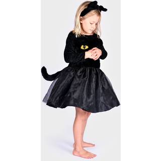 Den goda Fen Sort kattekostume m. hale og hårbøjle - Str. 2-8 år Str. 4-6 år ( 110-116 cm)