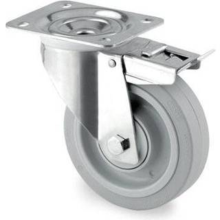 Tente 3477UFP200P63 Hjul bremse, elastik, plade 137x105 Ø200 mm