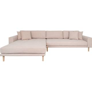 Lido lounge sofa med 4 puder, venstrevendt, sand/natur