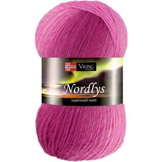 Viking Nordlys 963 Multi hvid/rosa Indhold: 75% Superwash-behandlet uld, 25% nylon Vægt/længde: 100 gram = ca. 350 meter Anbefalede pinde: 2.50 mm Strikkefasthed: 10 cm = 28 m Vask: Skånsom maskinvask / Maks. 40ºC / Tørres fladt.