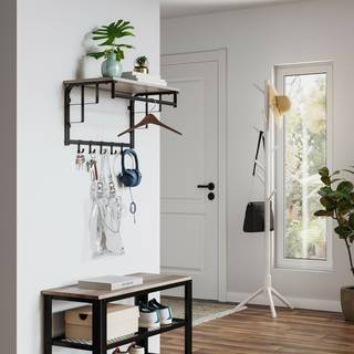 Vægmonteret vægmonteret vakt med vasagle, frakke kroge med 5 kroge og hængende jernbane, til indgang, hallway, soveværelse, badeværelse, stue, greige
