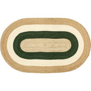 Dixie Elin Striped oval jutetæppe 92x150 cm Green