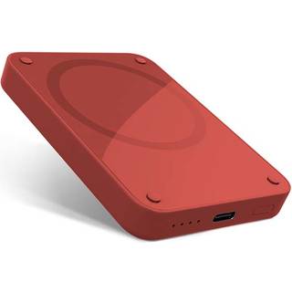 Epico 15W Trådløs Magnetisk Powerbank 4.200 mAh m. USB-C & Lightning Kabel - MagSafe Kompatibel - Rød