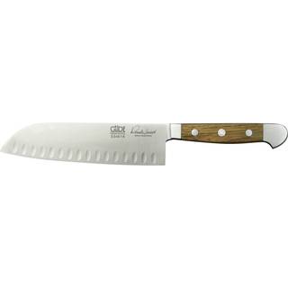 Güde Alpha Fasseiche Santokumesser 18 cm mit Kullen - CVM-Messerstahl - Griffschalen Weinfass-Eichenholz - Braun,Silber