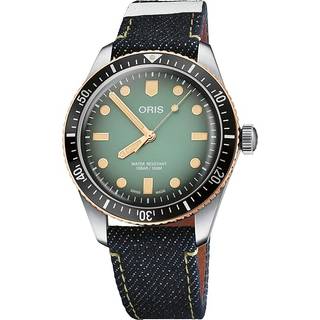 ORIS Divers 65 Momotaro X Editition herreur med grøn skive og denimrem