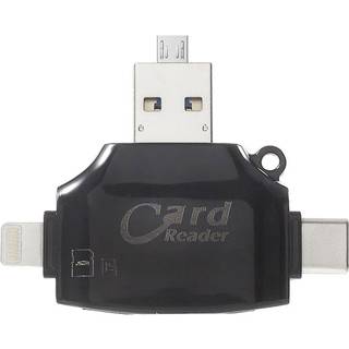 4-i-1 Multifunktionel MicroSD/SD Kortlæser - Hvid