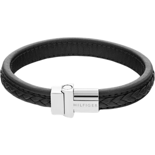 Tommy Hilfiger Armbånd  Læder Sort Flettet Læder i Midten