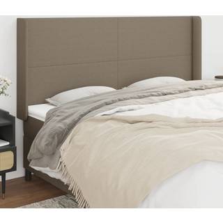 Sengegavl Med Kanter 83X16X78/128 Cm Stof - Gråbrun / 163 x 16 x 118/128 cm