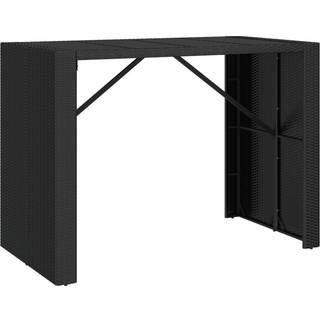barbord med glasplade 145x80x110 cm polyrattan sort